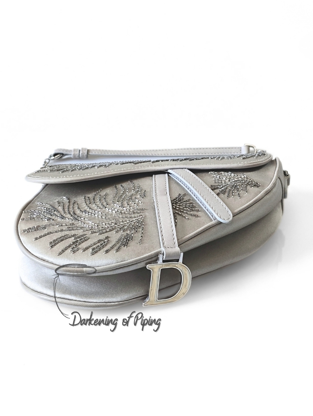 Dior Saddle Bag Vintage Limited Edition Beaded Peacock Feather Mother of Pearl - Picture 9 of 17